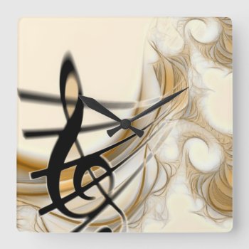 Elegant Musical Note Square Wall Clock by Recipecard at Zazzle