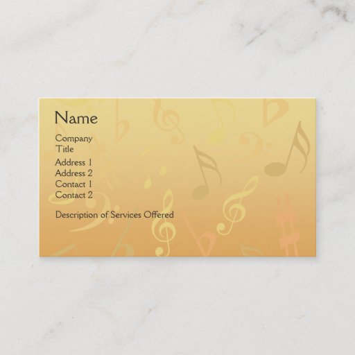 Customizable Elegant Musical Notes Business Card - Gold Music