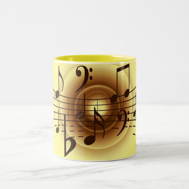 Elegant Musical Notes   Two-Tone Coffee Mug (Center)
