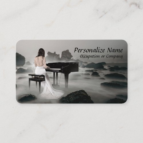Elegant Musical Pianist Playing Piano Music Misty Business Card