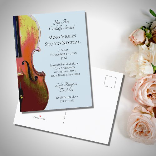 Elegant Musical Violin Recital Concert Invitation Postcard