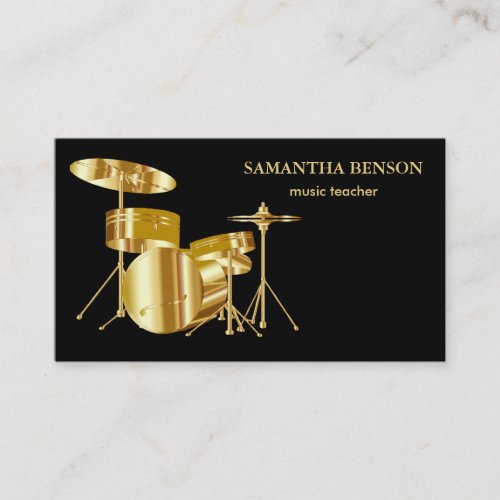 Elegant Musician Business card with Musical drums