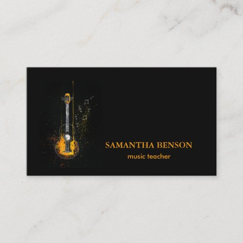 Elegant Musician Business card with Musical Guitar
