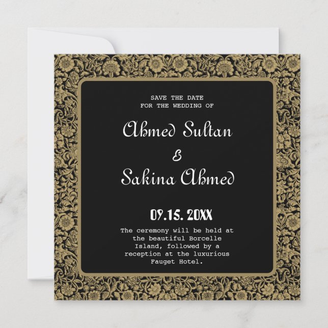 Elegant Muslim  Wedding Nikah Save The Date (Front)
