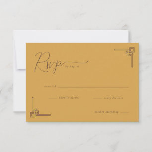 Elegant Mustard East Asian Motiff RSVP Card