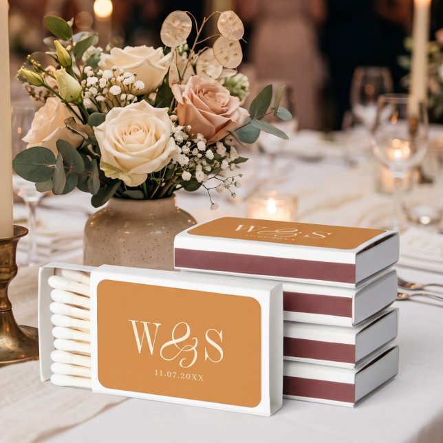 Elegant Mustard initial wedding couples Matchboxes (Creator Uploaded)