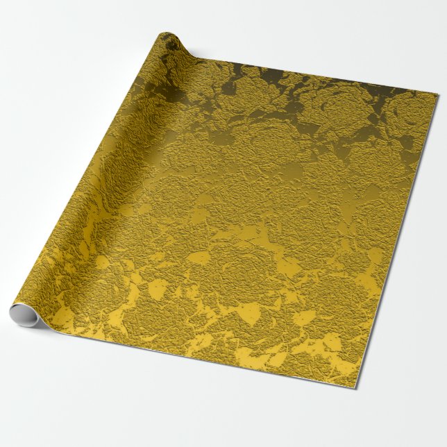 Elegant Mustard Yellow Black Modern Wrapping Paper (Unrolled)