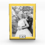 Elegant mustard yellow border and initials wedding photo block<br><div class="desc">Elegant mustard yellow border and initials wedding Photo Block. A lovely photo block for the newlyweds. It showcases a black and white photo of the couple,  a yellow border and the couple's initials in a frame on the bottom center.</div>