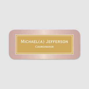 Elegant Mustard Yellow Rose Gold Pink Appearance Name Tag