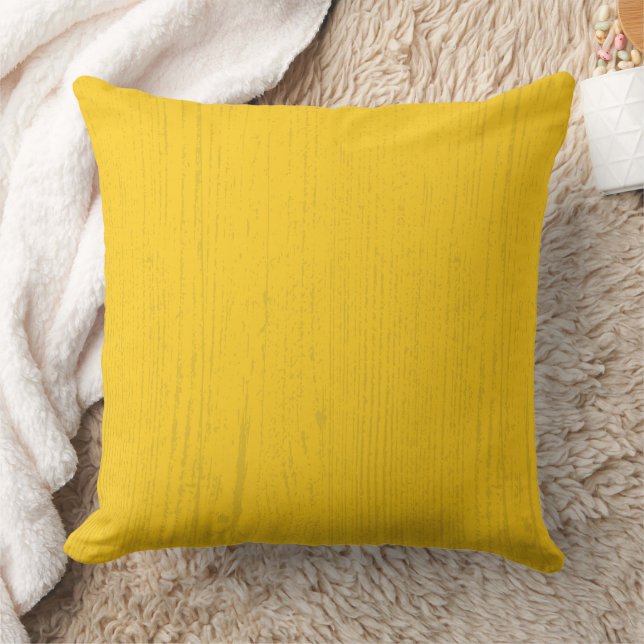 Elegant Mustard Yellow Wood Grain Throw Pillow (Blanket)