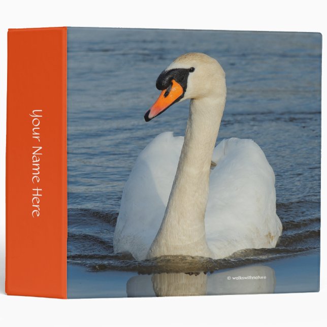 Elegant Mute Swan Waterbird on the Lake  3 Ring Binder (Front/Spine)