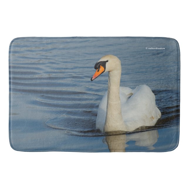 Elegant Mute Swan Waterbird on the Lake  Bath Mat (Front)