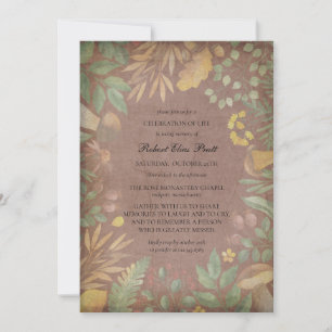Elegant Muted Autumn Flowers Fall Funeral Invitation