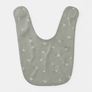 Elegant muted green Floral Baby Bib