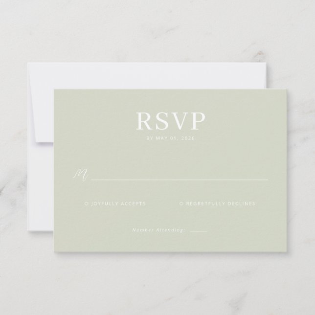 Elegant Muted Green RSVP Card (Front)