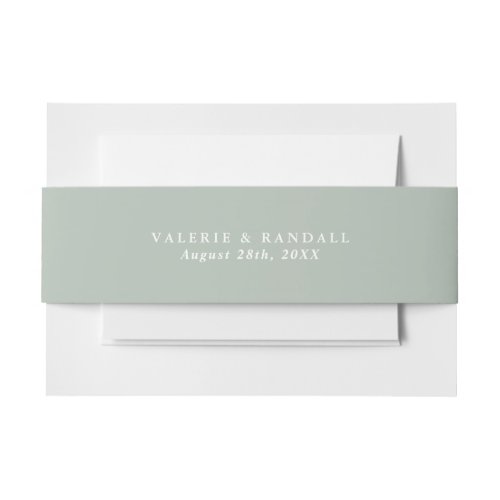 Elegant Muted Green Simple Wedding Invitation Belly Band