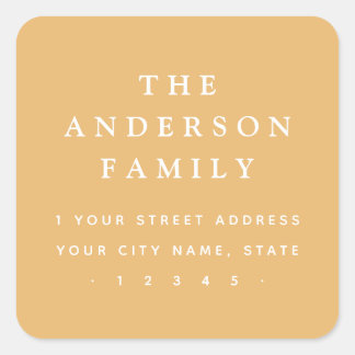 Elegant muted mustard yellow return address square sticker