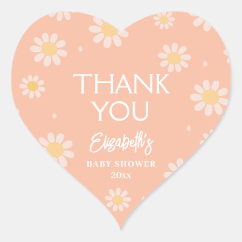 Elegant Muted Pastels Spring Baby Shower Thank You Heart Sticker