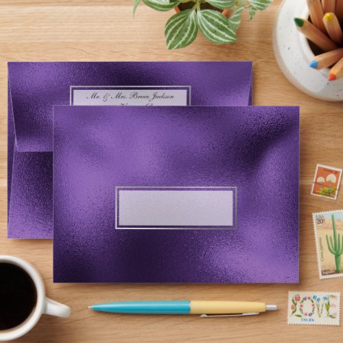 Elegant Muted Purple and Silver Foil Look Envelope