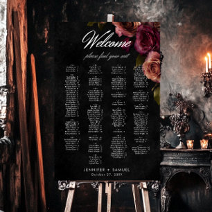 Elegant Muted Rust Burgundy Floral Wedding Seating Foam Board