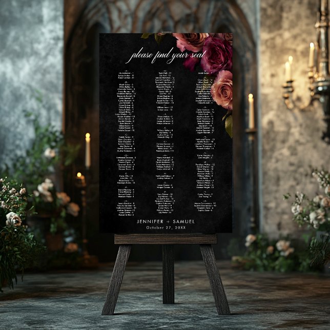 Elegant Muted Rust Burgundy Floral Wedding Seating Foam Board (Creator Uploaded)