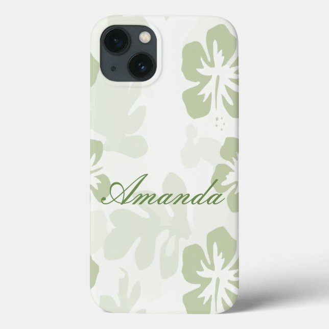 Elegant Muted Sage Hibiscus Pattern  Case-Mate iPhone Case (Back)