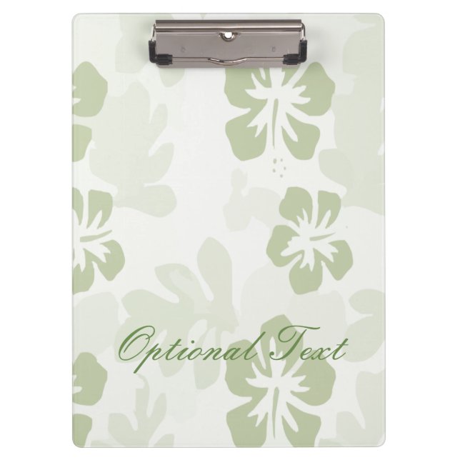 Elegant Muted Sage Hibiscus Pattern  Clipboard (Front)