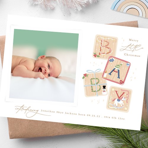 Elegant My First Merry Christmas Adoption Photo Holiday Card