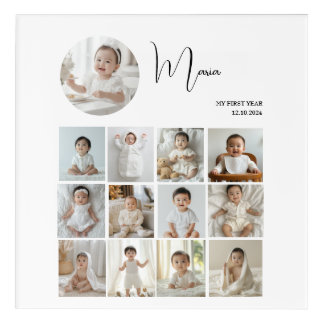 Elegant My First Year Collage Custom Photo Acrylic Print