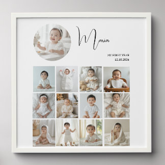Elegant My First Year Collage Custom Photo Peel And Stick Photo Tile