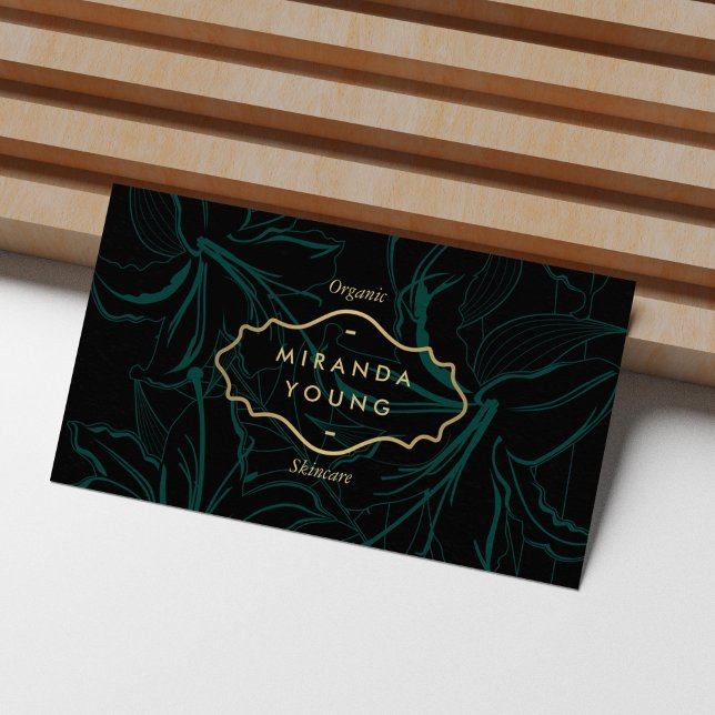 Elegant Mystic Floral Pattern Green Business Card (Creator Uploaded)
