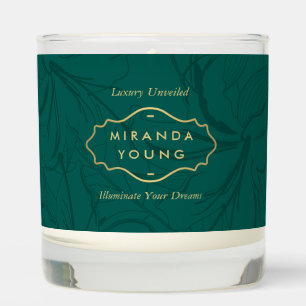 Elegant Mystic Floral Pattern Jade Green Scented Candle