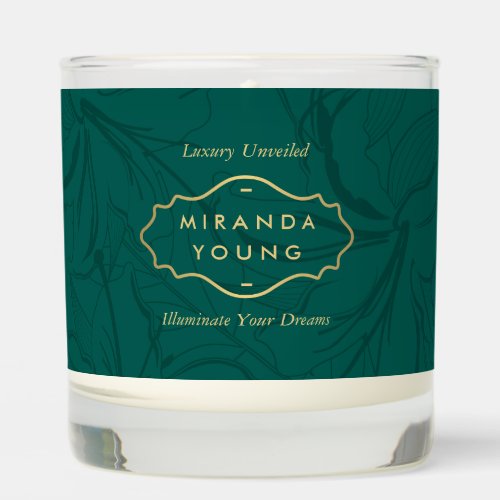 Elegant Mystic Floral Pattern Jade Green Scented Candle