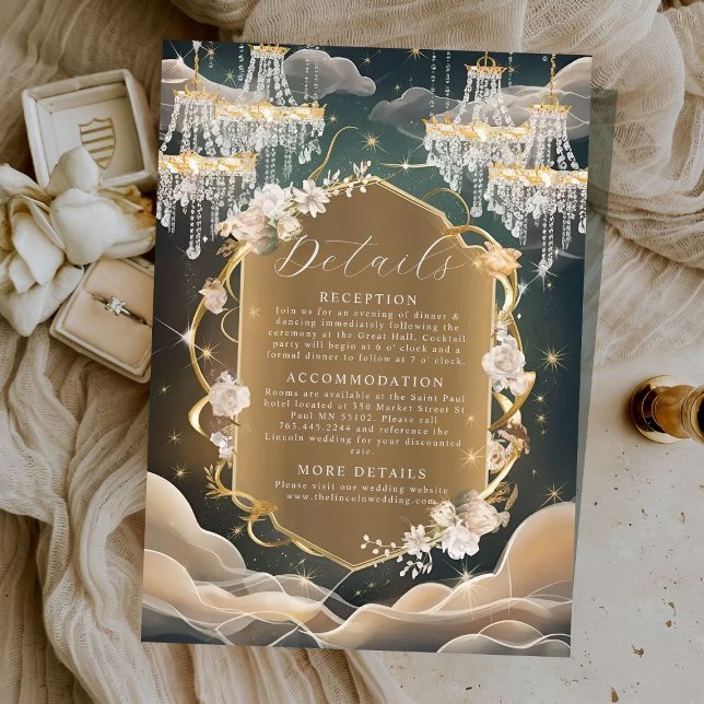 Elegant Mystic Opulent Crystals and Floral Wedding Enclosure Card (Creator Uploaded)