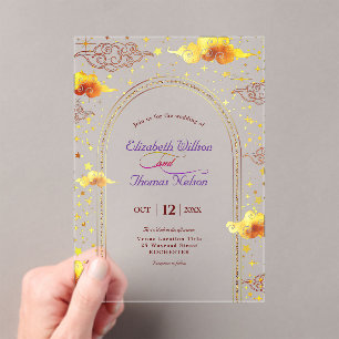 Elegant mystical celestial wedding acrylic invitations