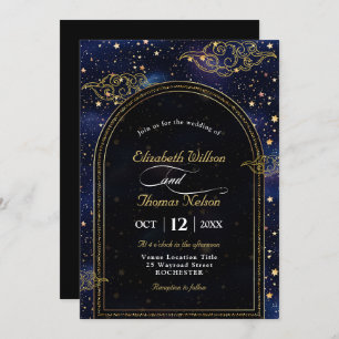 Elegant mystical celestial wedding invitation