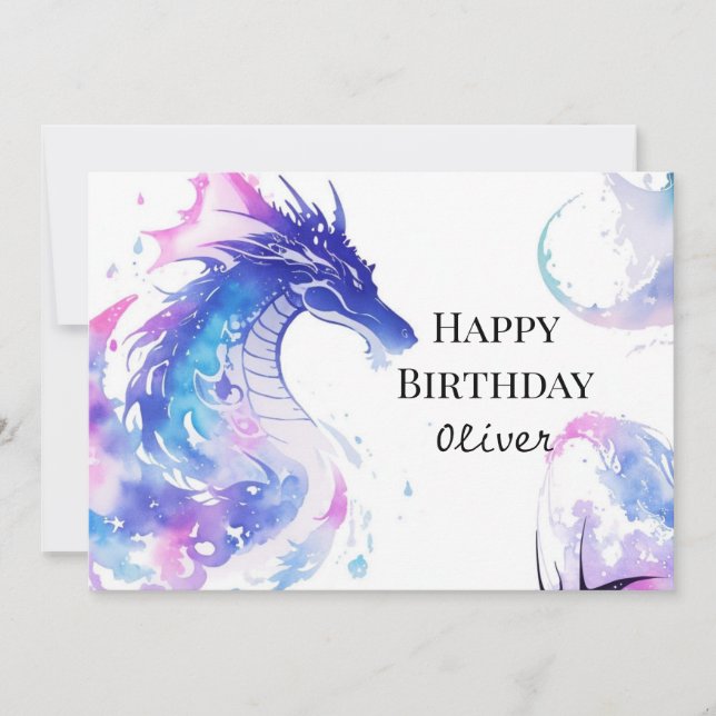 Elegant Mystical Dragon Birthday Card (Front)