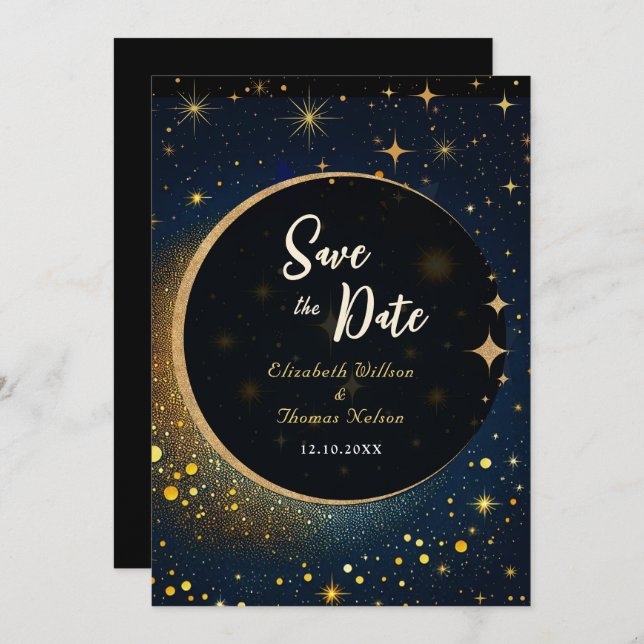 Elegant mystical moon celestial wedding save the date (Front/Back)