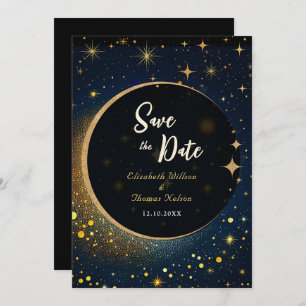 Elegant mystical moon celestial wedding save the date