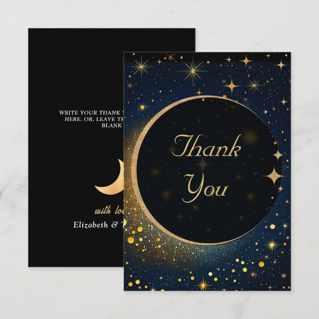 Elegant mystical moon celestial wedding thank you card (Front/Back)