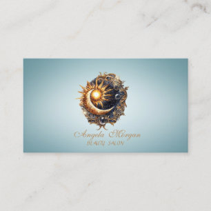 Elegant Mystical Sun Moon Blue Business Card
