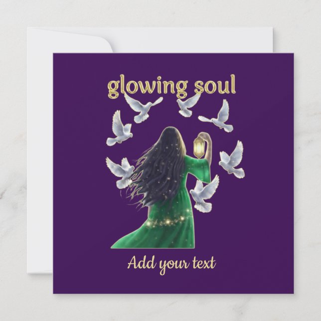 Elegant Mystical Women And Doves Gold Glitter Thank You Card (Front)