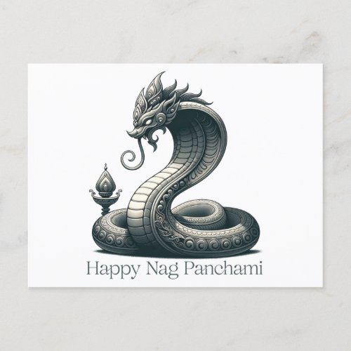 Elegant Naga Panchami Cobra Postcard