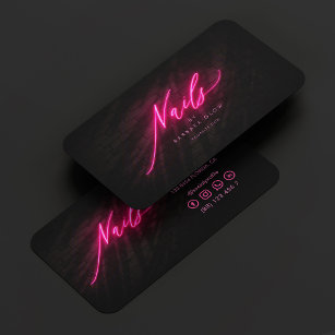 Elegant Nail Artist Manicures Hot Pink Neon Business Card