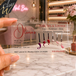 Elegant Nail Polish Drips Clear Nail Spa & Lounge Business Cards