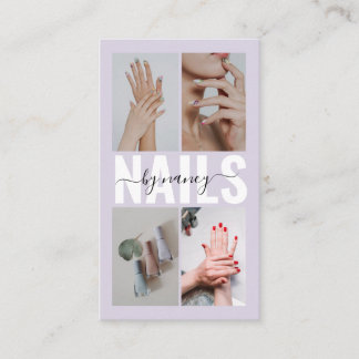 Elegant Nail Technician Photo Collage Qr Code  Business Card