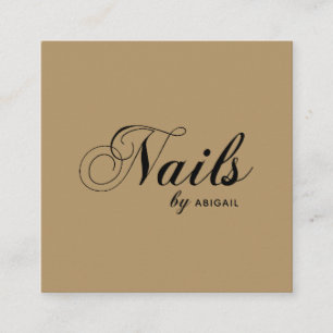 Elegant Nails By "Name" Website & QR Code Gold Square Business Card