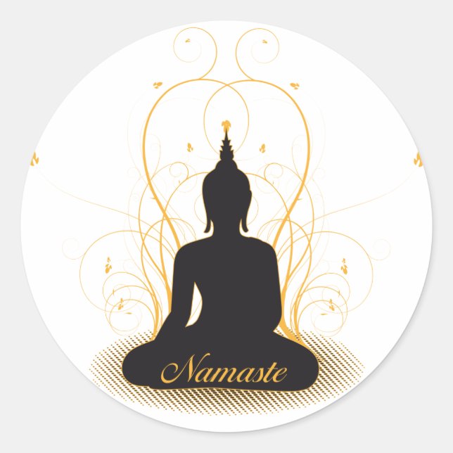 Elegant Namaste Buddha Classic Round Sticker (Front)