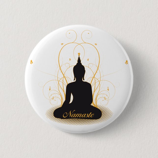 Elegant Namaste Buddha Pinback Button (Front)