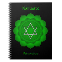 Elegant Namaste Green Heart Chakra Personalize Notebook